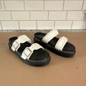 CATHERINE MALADRINO Woman double strap platform sandal white-black 8 casual boho